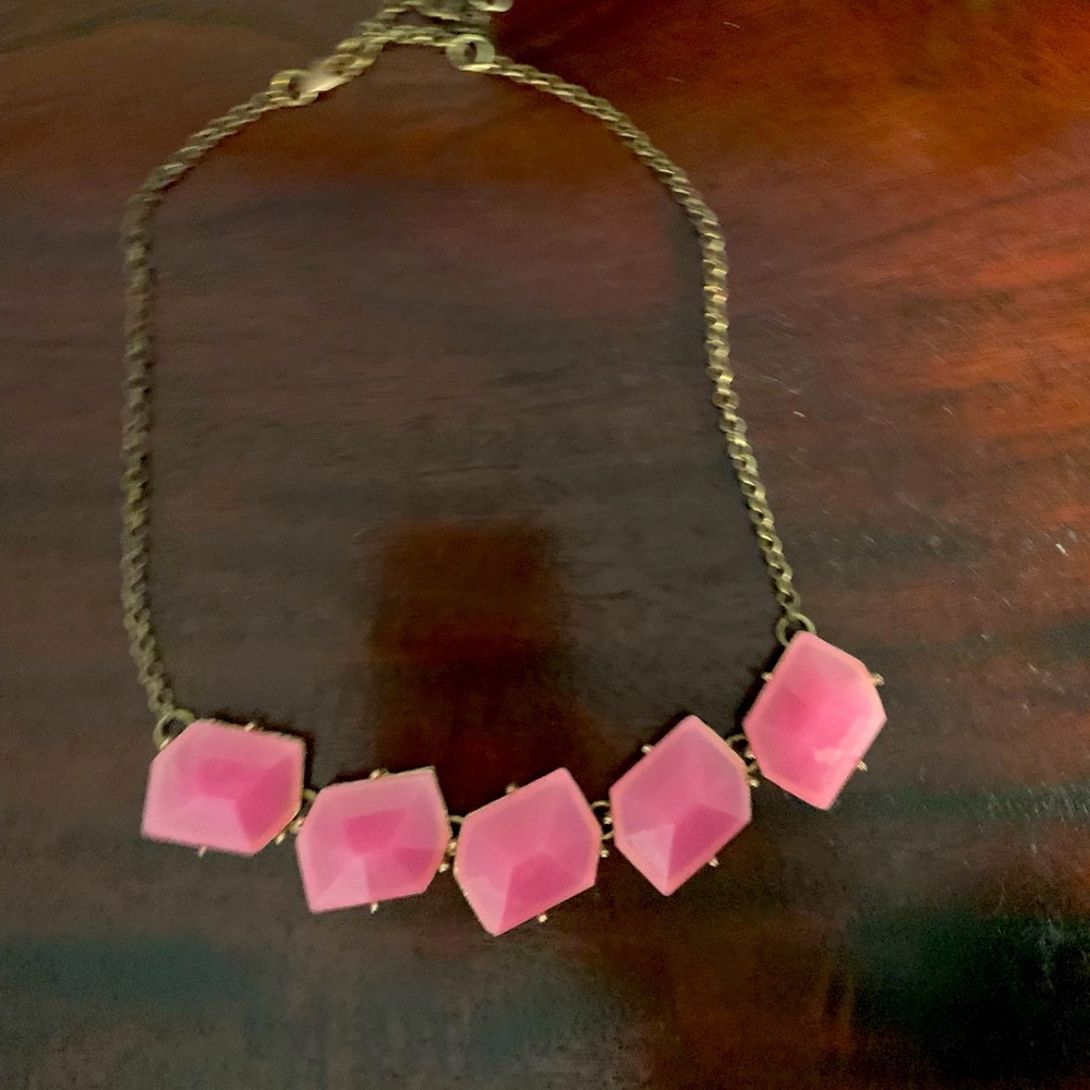 Pink Statement Necklace with Gold Chain